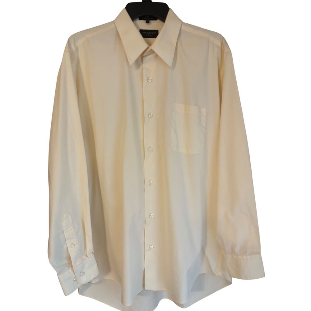 Covington Mens Dress Shirt Long Sleeve Button Up Yellow Size 16-16 1/2 34-35 L/G